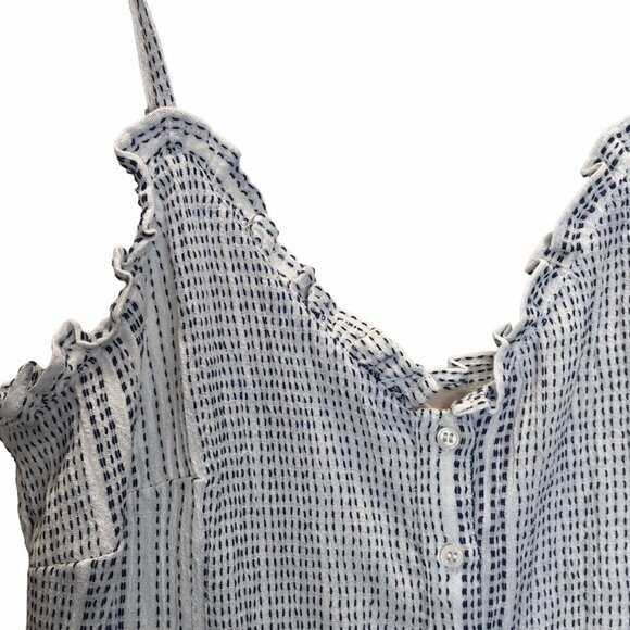 Coastal Romper Women Size 4 White Blue Adjustable Straps Summer Feminine Beachy - Picture 3 of 16